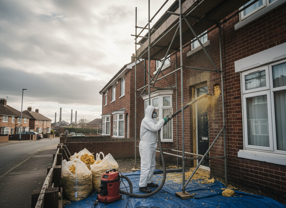Cavity Wall Spray Foam Removal in Grimsby, Lincolnshire
